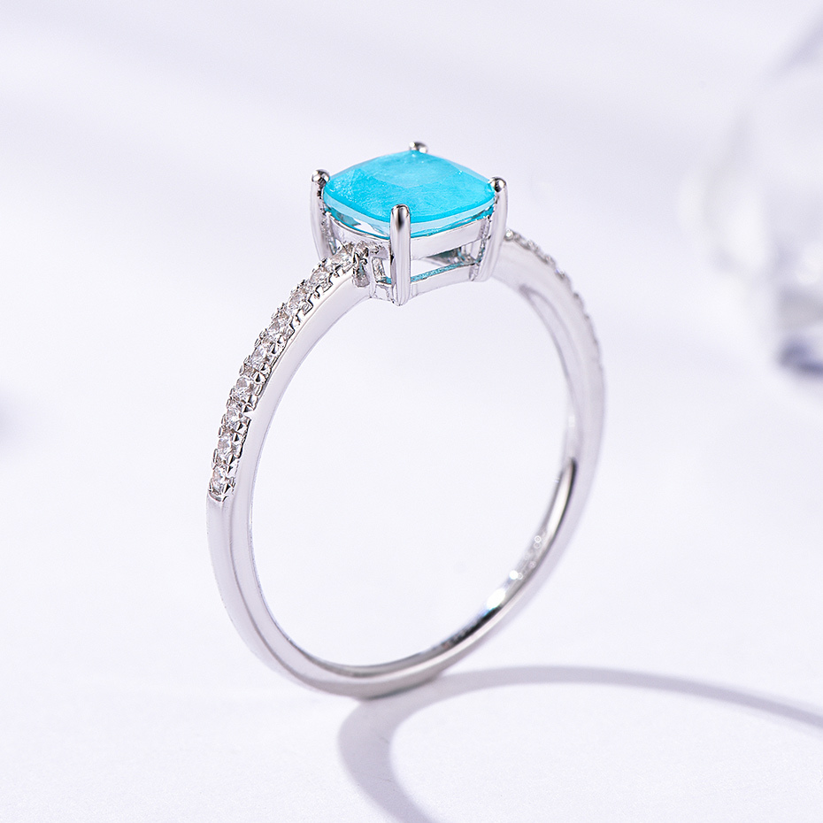 Kuololit Paraiba Tourmaline Gemstone Rings for Women Girls Solid 925 Sterling Silver Emerald Tanzanite Wedding Band Fine Jewelry LY191226