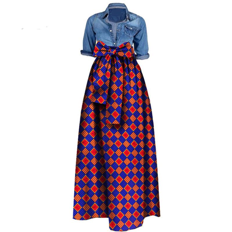 African Print Dresses for Women 2019 News Wax Fabric Skirts Traditioanal Dashiki Bazin Plus Size Party Fashion African Clothes