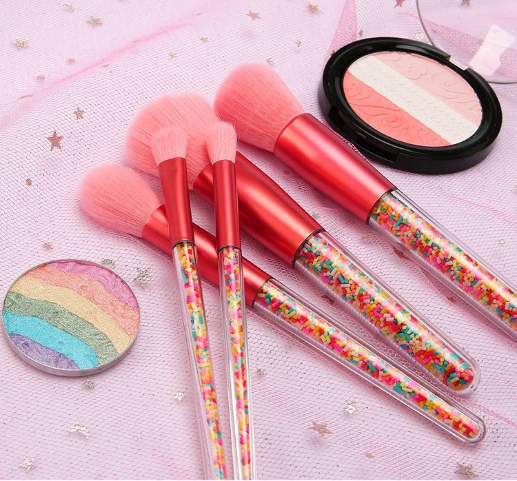 New 5pcs Lollipop Candy Unicorn Crystal Makeup Brushes Set Colorful Lovely Foundation Blending Brush Makeup Tool maquillaje