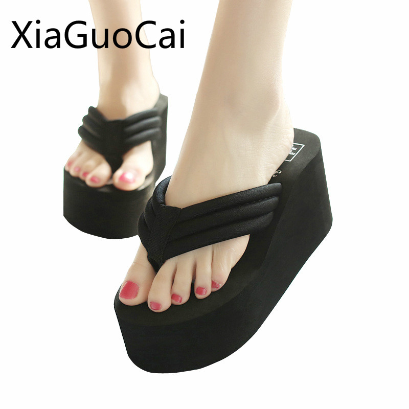 8cm High Heel Women Slippers Fashion Non-slip Female Flip Flops Ladies Solid Color Beach Wedges Slippers, Black
8cm High Heel Women Slippers Fashion Non-slip Female Flip Flops Ladies Solid Color Beach Wedges Slippers, Black