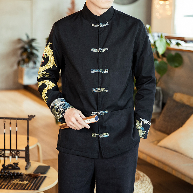 Spring Chinese Style Men Jacket Streetwear Chaqueta Hombre Costume Embroidered Dragon Jacket Cheongsam Embroidered Dragon, Black
Spring Chinese Style Men Jacket Streetwear Chaqueta Hombre Costume Embroidered Dragon Jacket Cheongsam Embroidered Dragon, Black