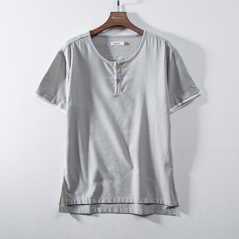 Summer Men's T-shirt Streetwear Baggy Cotton Linen Solid Color Short Sleeve Tee Retro T Shirts Men Clothes 2020 Camisetas Hombre, Gray 
Summer Men's T-shirt Streetwear Baggy Cotton Linen Solid Color Short Sleeve Tee Retro T Shirts Men Clothes 2020 Camisetas Hombre, Gray