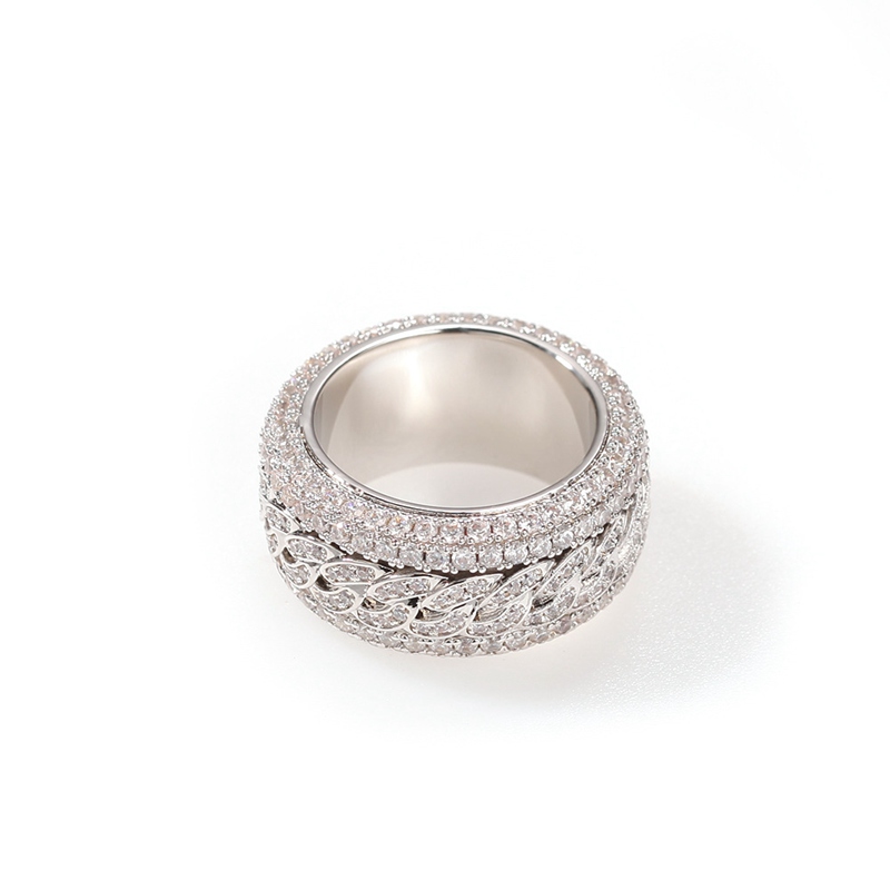 Rotatable Cuban Ring Fashion Hip Hop Jewelry Mens Gold Silver High Quality Diamond Iced Out Rings