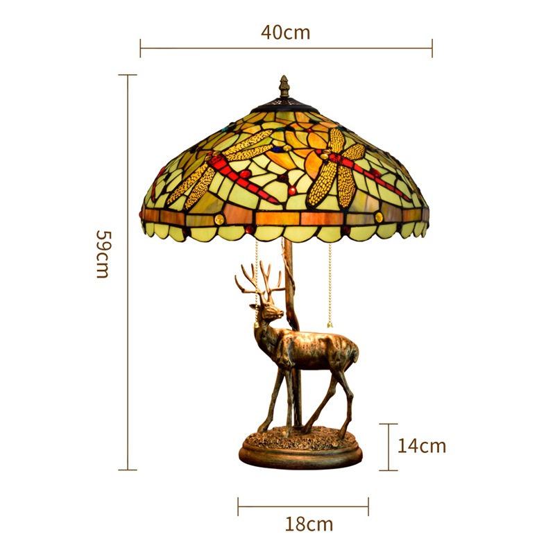 Green Dragonfly Decoration Table Lamp Tiffany Stained Glass Lighting Livingroom Dining Bar