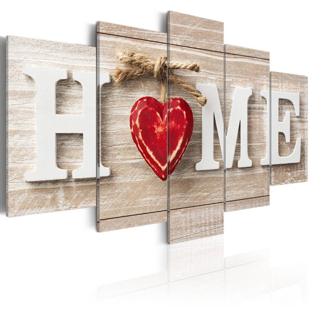 Unframed 5pcs/set Wall Art Oil Painting on Canvas Home Red Heart Printed Pictures Decor Painting for Bedroom and Living Room