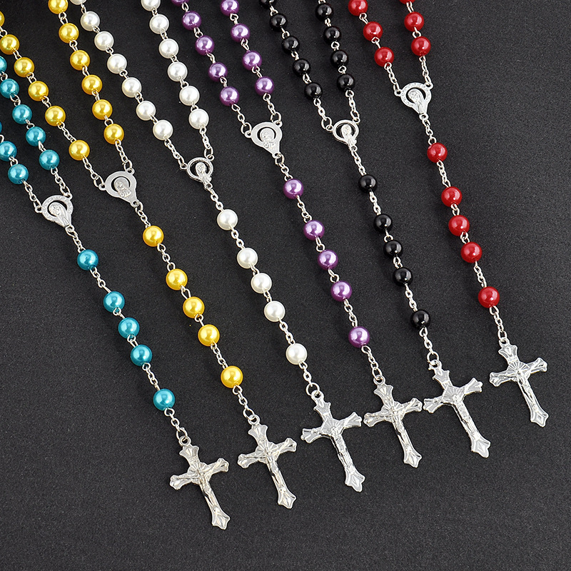 New faux pearl Cross Pendant necklaces Multicolor Fake pearl beads Long Chain Christian necklace For women&Ladies Fashion Jewelry Gift
New faux pearl Cross Pendant necklaces Multicolor Fake pearl beads Long Chain Christian necklace For women&Ladies Fashion Jewelry Gift