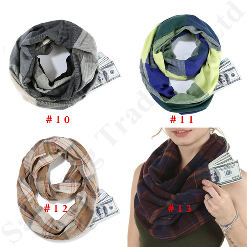 

Retro Plaid Infinity Loop Scarves Travel Pocket Snood Neckerchief Wraps Check Shawl Collar Lattice Neck Scarf Women Winter Pashmina A112703, Random mixed color