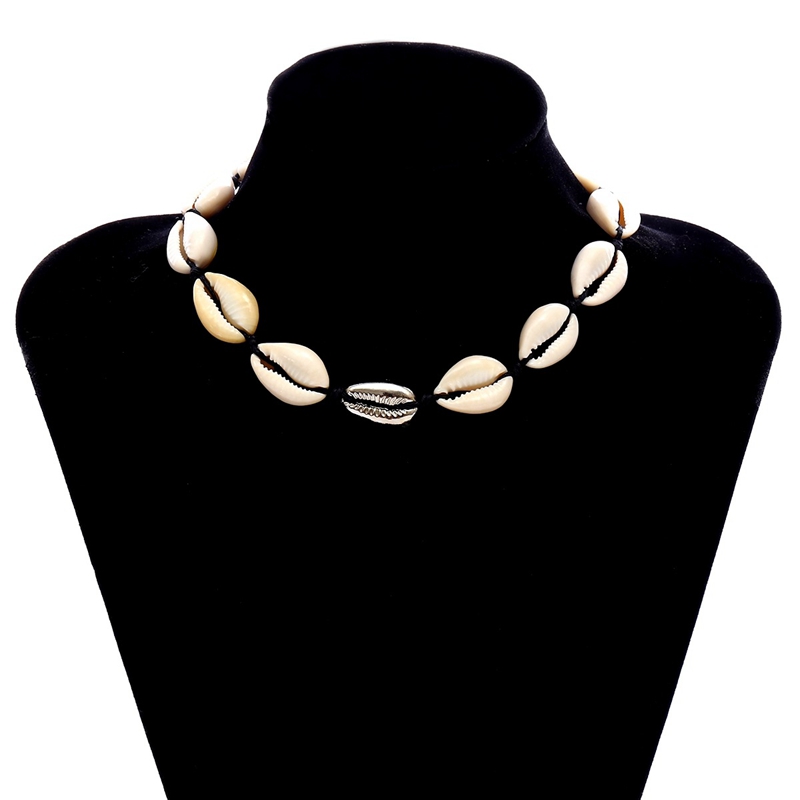 Handmade Summer Beach Shell Bracelet Conch Black Velvet Rope Necklace Set Bohemian Necklace and Bangle Jewelry Set Female
