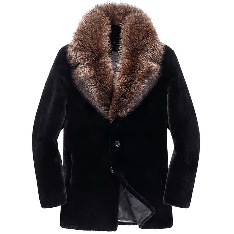 Winter Jacket Real Men's Sheep Shearling Coat Men Clothes 2020 Raccoon Fur Collar Warm Jackets Plus Size DXL2752 MY2809, Black
Winter Jacket Real Men's Sheep Shearling Coat Men Clothes 2020 Raccoon Fur Collar Warm Jackets Plus Size DXL2752 MY2809, Black