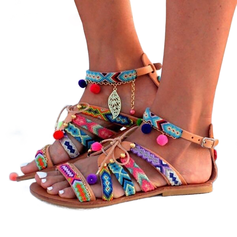 Summer Plus Size The New women's Bohemian Fish Mouth Ball Ball Ethnic Wind Flat Lace-Up Ethnic Sandals, Multi
Summer Plus Size The New women's Bohemian Fish Mouth Ball Ball Ethnic Wind Flat Lace-Up Ethnic Sandals, Multi
