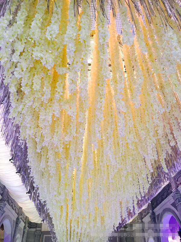 2M long Elegant Artificial Orchid flower Wisteria Vine Rattan For Wedding Decorations flower Garland Home Ornament