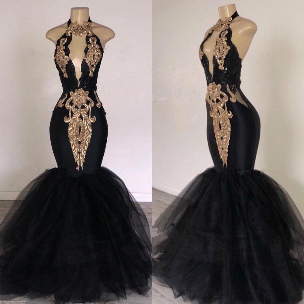 Sexy Black Halter Tulle Mermaid Long Prom Dresses Keyhole Lace Applique Beaded Floor Length Evening Party Dresses
Sexy Black Halter Tulle Mermaid Long Prom Dresses Keyhole Lace Applique Beaded Floor Length Evening Party Dresses