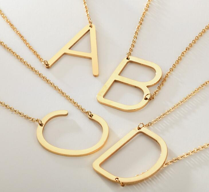 Personalized initial letter Pendant Necklace women 26 Alphabet Gold Silver Rose Gold Charm chain For men Fashion Jewelry Gift