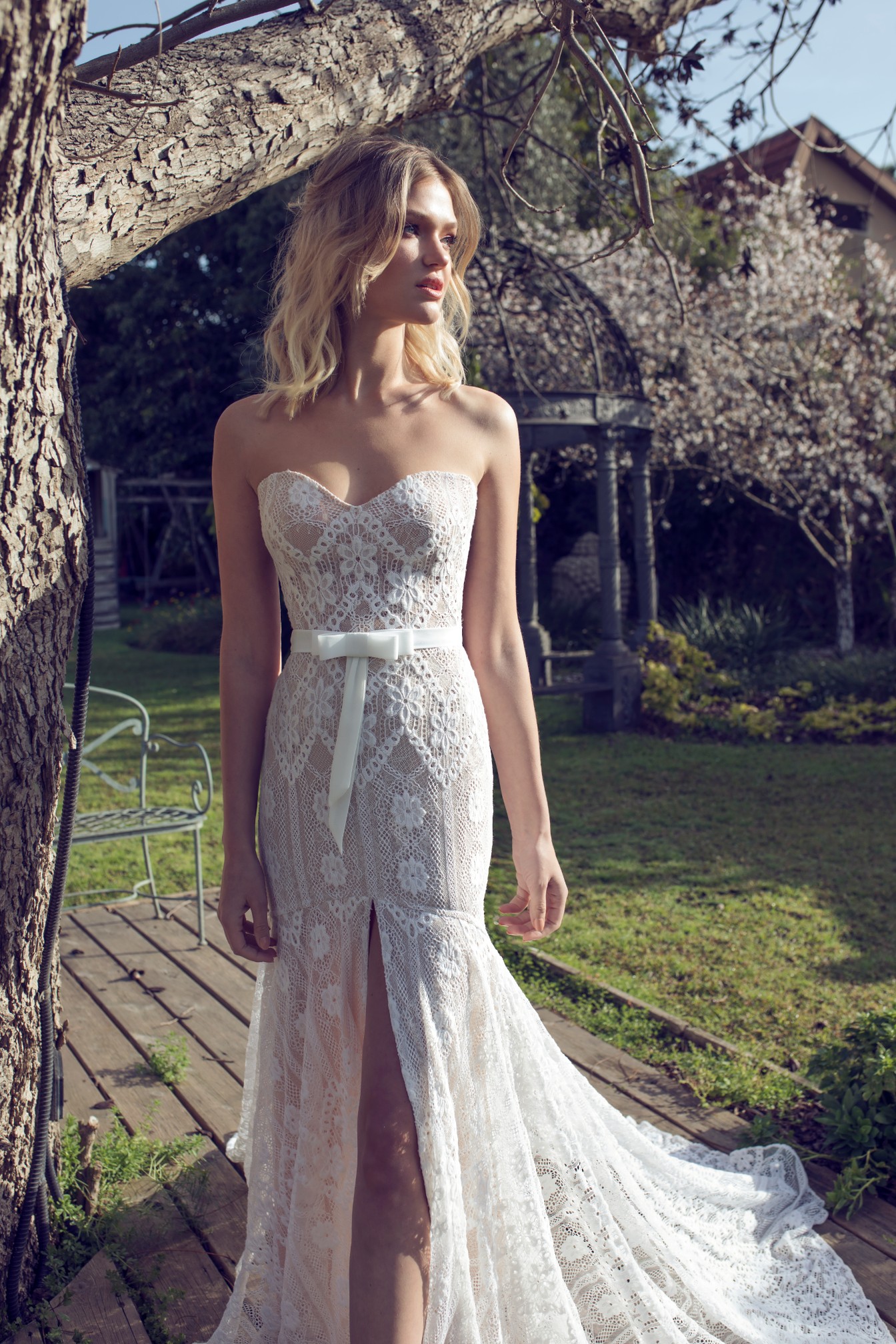 Limor Rosen Mermaid Wedding Dresses Sweetheart Lace Appliques Front Split Bridal Gowns Sweep Train Beach Wedding Dress