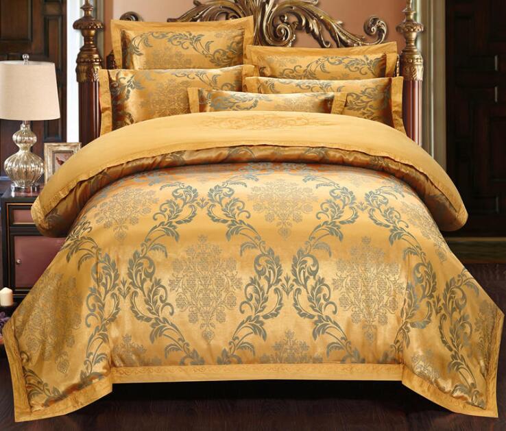 Silk Bedding Set European Style Jacquard Floral Comfortable Duvet Cover Wedding Bedclothes Bed Linen Full Size