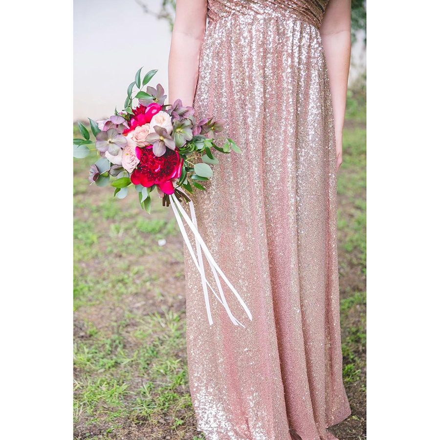 Rose Gold Sequins Bridesmaid Dresses 2018 Newest Sweetheart Neck A Line Zipper Back Floor Length Maid Honor Wedding Guest Gown