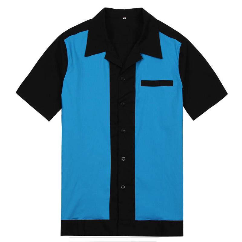 Men Bowling Shirt Dress Rockabilly Short Sleeve White Red Blue Mid-Century Inspired Vintage Men's Shirt camisa masculina
Men Bowling Shirt Dress Rockabilly Short Sleeve White Red Blue Mid-Century Inspired Vintage Men's Shirt camisa masculina