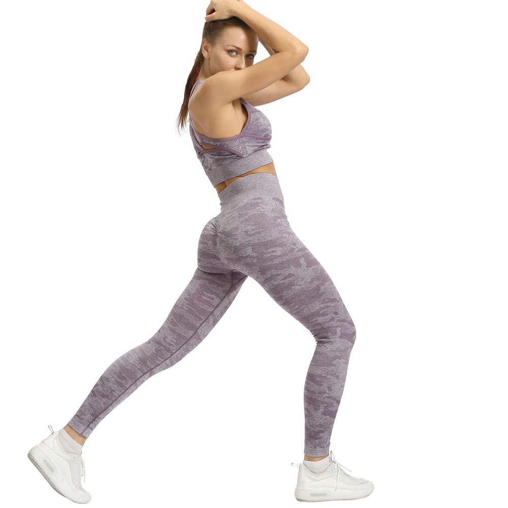 2PCS Camouflage Camo Yoga Set Sports Wear For Women Gym Fitness Clothing Booty Yoga Leggings + Sport vest Bra GYM Sport Suit MX200329