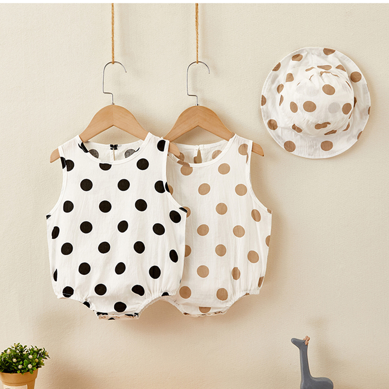 Summer Baby Clothing Cool Baby Girls Bodysuits Cotton Infant Boys Jumpsuits Sleeveless Dot Print Bodysuit Hat Outfit, Gz54 black
Summer Baby Clothing Cool Baby Girls Bodysuits Cotton Infant Boys Jumpsuits Sleeveless Dot Print Bodysuit Hat Outfit, Gz54 black