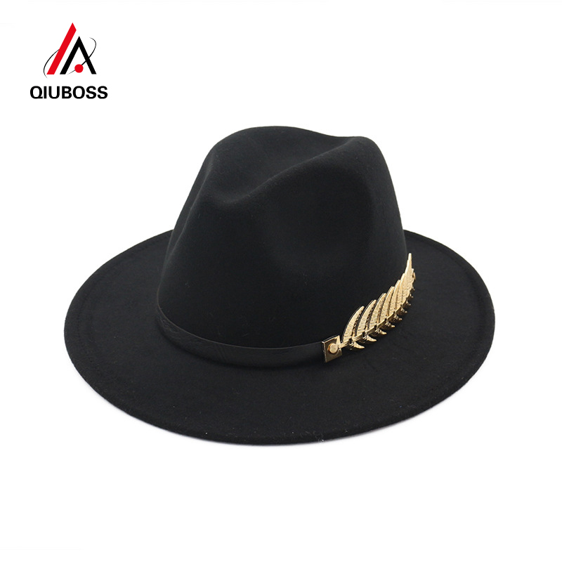 QIUBOSS Trend Solid Color Men Women Wool Felt Panama Hat Fedora Caps Leather Band Metal Leaves Pattern Black Jazz Trilby T200118, Royalblue
QIUBOSS Trend Solid Color Men Women Wool Felt Panama Hat Fedora Caps Leather Band Metal Leaves Pattern Black Jazz Trilby T200118, Royalblue