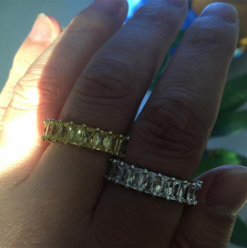 Vecalon Lovers Promise Ring 925 sterling silver Princess cut Diamond Cz Party Wedding band rings for women Finger Jewelry