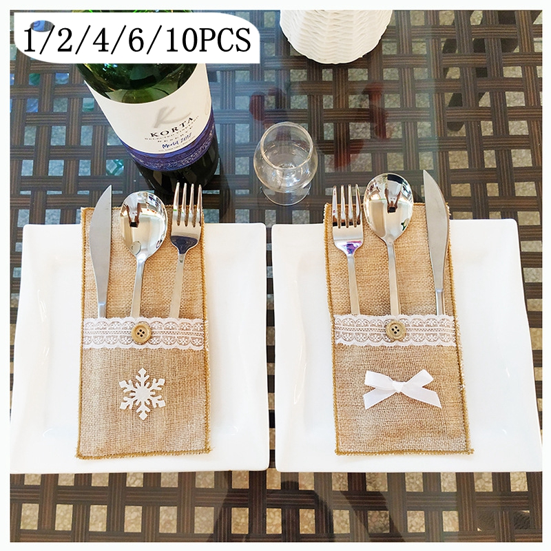 Christmas Table Placemat Knife Fork Tableware Cushion Pad Dinnerware Mat Coffee Coasters Xmas Home Decor Ornament