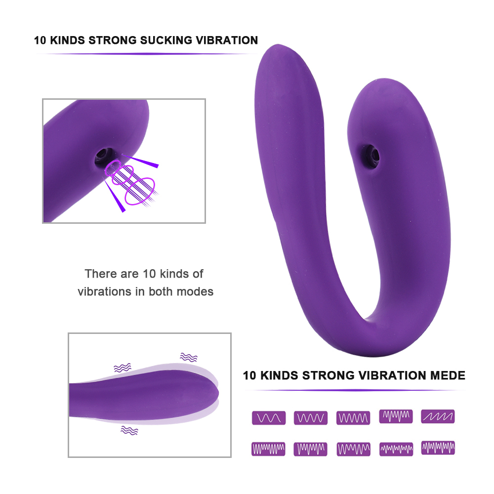 Vagina Sucking Vibrator For Couples U Shape Bendable G-spot Vibrator Clitoris Sucker Female Masturbation Erotic Toys For Adults Y200616