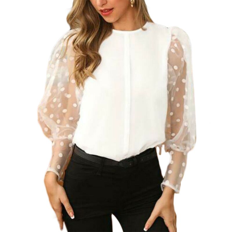 Women Mesh Puff Lantern Sleeves Blouse Polka Dot Solid Color O-Neck Loose Shirts New 2020, Black
Women Mesh Puff Lantern Sleeves Blouse Polka Dot Solid Color O-Neck Loose Shirts New 2020, Black
