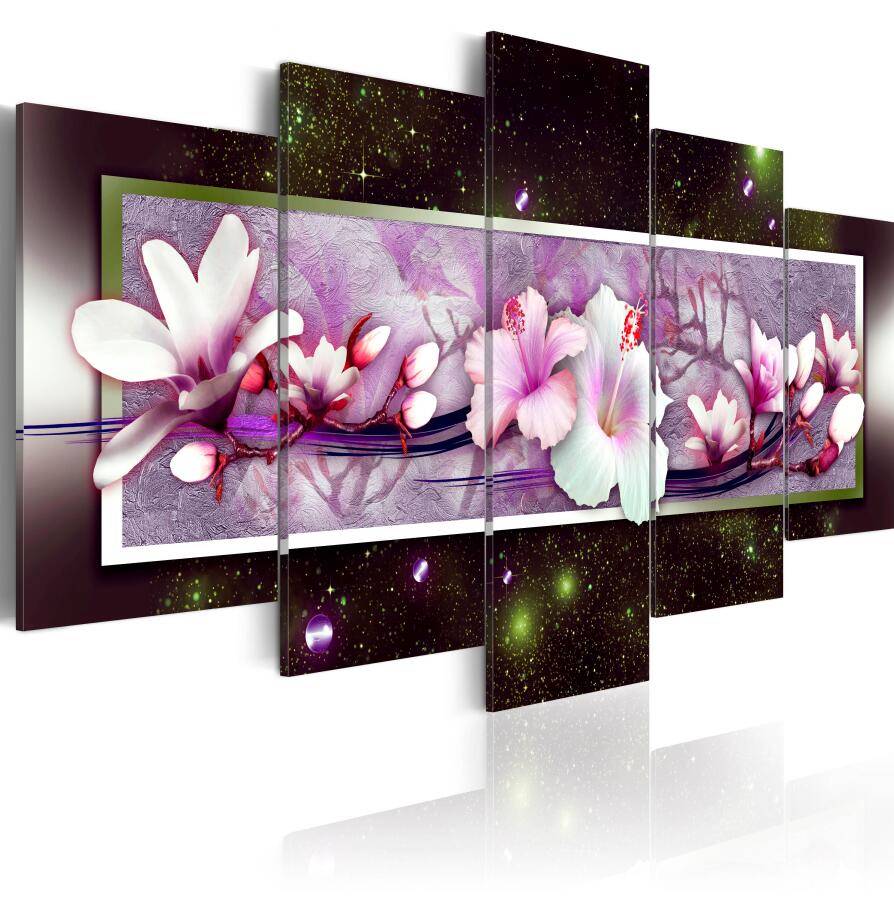 Modern Abstract Flowers Home Decor Magnolia Flowers Decorative Oil Painting on Canvas Wall Art Picture for Living Room(No Frame)