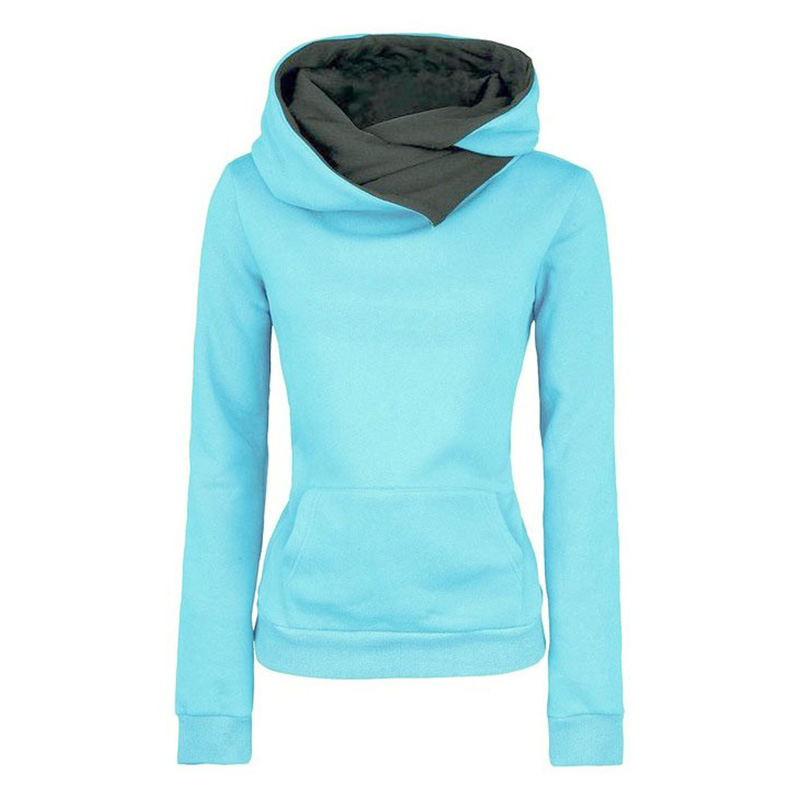 Fashion-Newest women hoodies high collar long sleeve Fleece Tops with pocket Hot Selling Colorful pluse size warmly ladies hooded tops