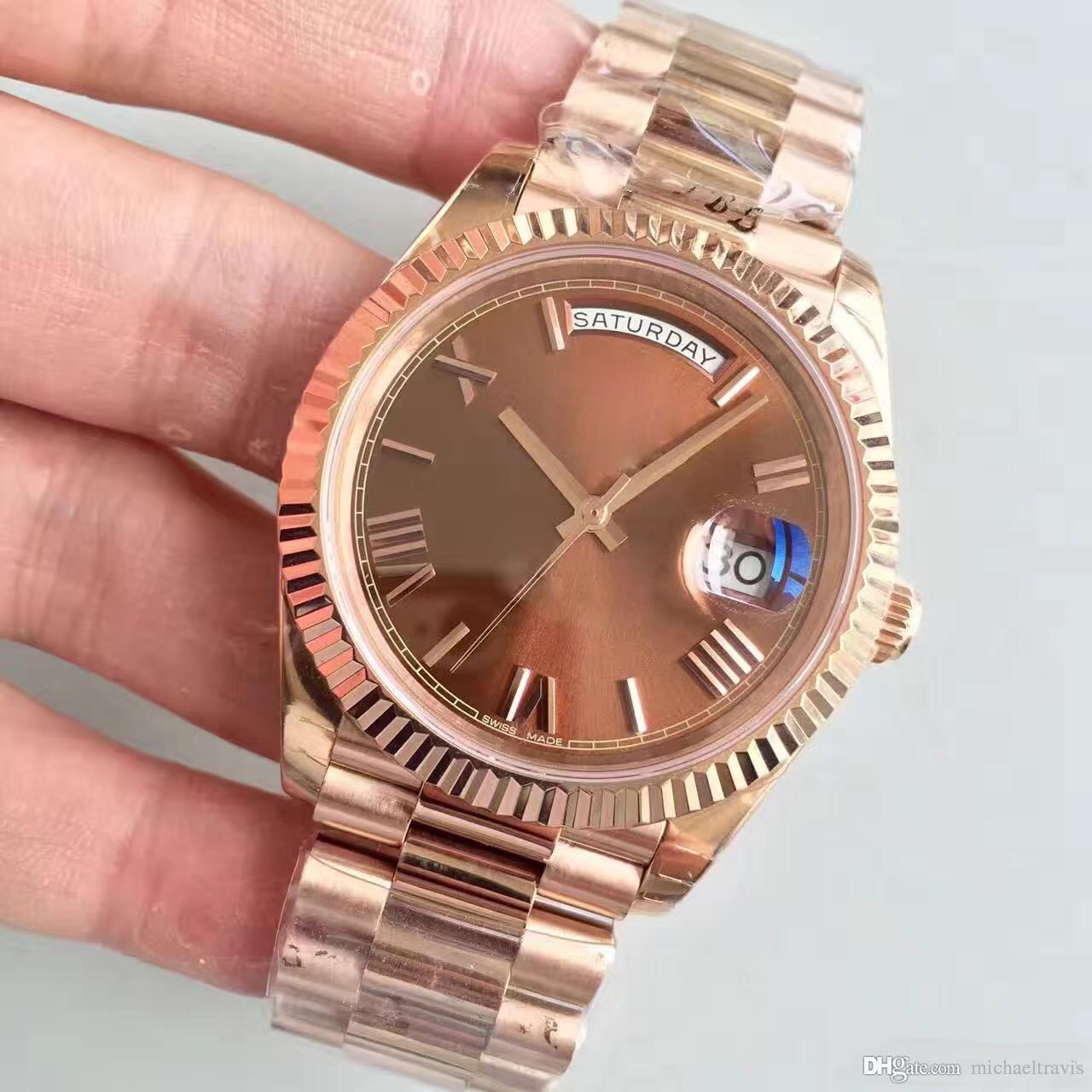 Watch 40MM Roman Digital Dial 18CT Rose Gold Shell Chocolate 228235 Series Automatic Mechanical Movement Sapphire Glass Headband Stra от DHgate WW