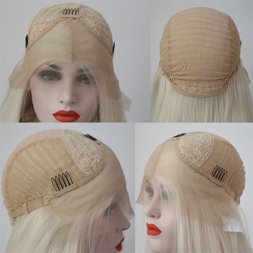 Blonde Transparent brazilian hair Lace Front Wigs Straight Short Bob Frontal Wig side part synthetic lace wig heat resistant preplucked