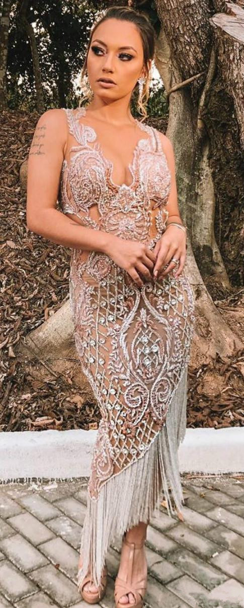 arabic luxurious lace mermaid prom dresses backless beaded crystals evening gowns high low formal party second gowns