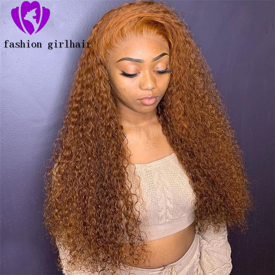 180density full Deep Part 13X4 Lace Frontal Wigs for Women Curly Transparent Lace orange synthetic lace front wig for white women