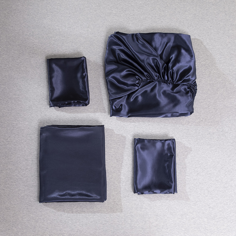 Luxury Pure Satin Silk Bedding Set Soft Reversible Hypoallergenic Bed Sheet Set 3/4 Pcs Flat Sheet Fitted Twin Full Queen King Size