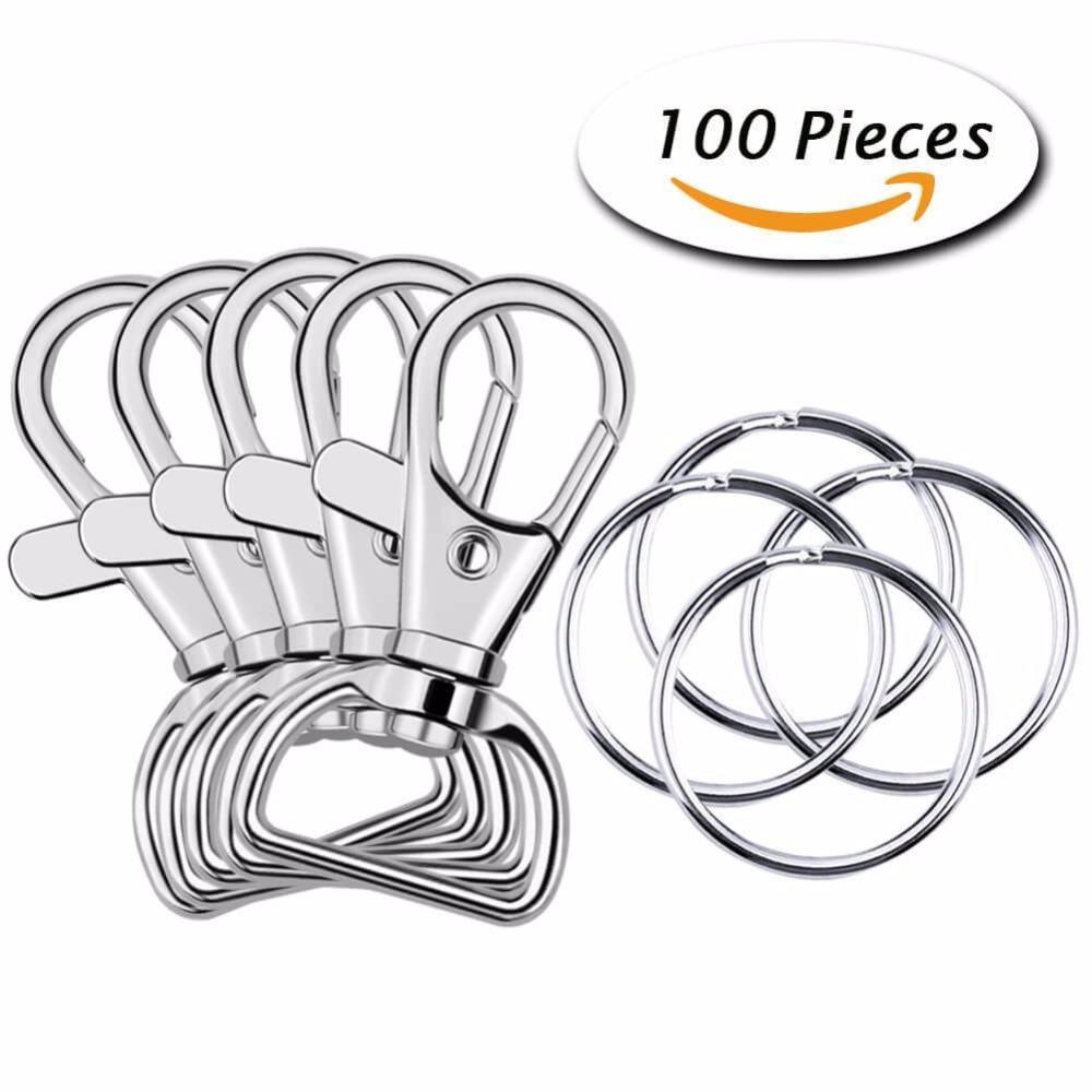 100 Pcs Metal Swivel Lanyard Snap Hook with Key Rings DIY Car Key Holder Silver Color Keychain Keyring Key Chain Accessories
100 Pcs Metal Swivel Lanyard Snap Hook with Key Rings DIY Car Key Holder Silver Color Keychain Keyring Key Chain Accessories