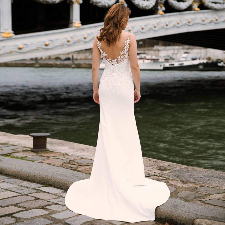 Elegant Mermaid Wedding Dresses 2020 with Detachable Train Tulle Appliques Bridal Dress Custom Plus size Wedding Gown Vestido De Novia