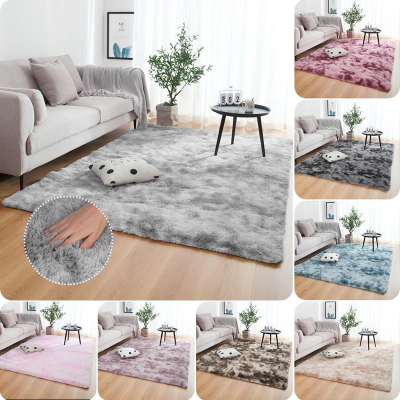 

New Anti-slip Floor Mats Grey Carpet Tie Dyeing Plush Soft Carpets Bedroom Water Absorption Carpet Rugs For Living Room Bedroom, Blue