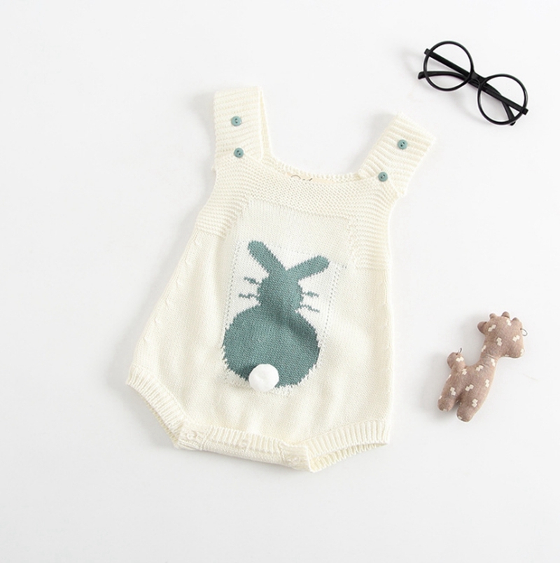 INS Rabbit Rompers Easter Bunny Knitted Baby Jumpsuits Sleeveless Kids Suspender Romper Climbing Clothes Kids Clothing 4 Colors DHW2134