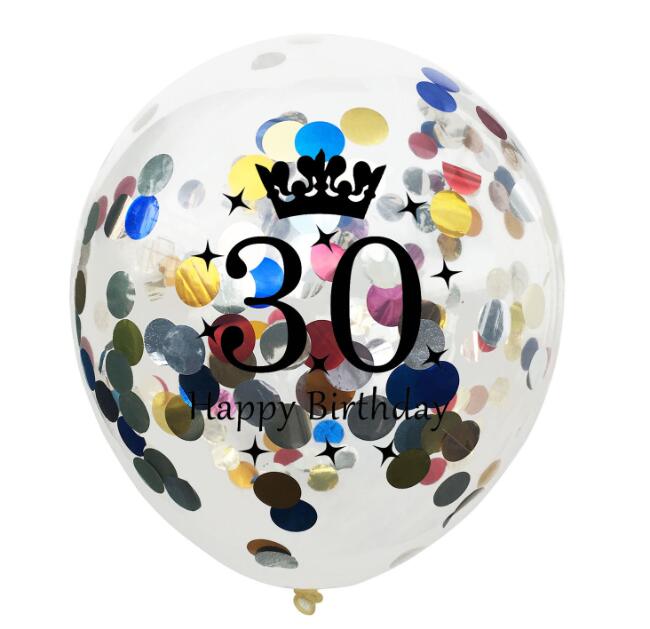 Confetti Birthday Balloons 12 Inch Inflatable Latex Clear Confetti Balloon 30 40 50 Anniversary Birthday Party Decoration