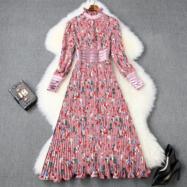 Spring 2020 for European and American women' wear Lantern sleeve long sleeve stand collar Splicing printing Fashion dress, Pink
Spring 2020 for European and American women' wear Lantern sleeve long sleeve stand collar Splicing printing Fashion dress, Pink