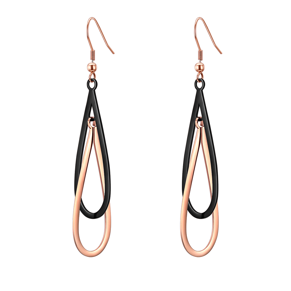 Charm Water Drop Hollow Drop Earrings Jewelry Stainless Steel 14K Gold Plated Earrings Women Girl's Gift