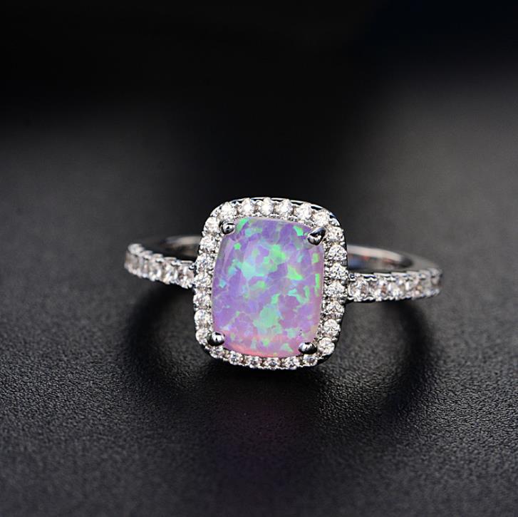 Wholesale-Europe and the United States new simple multicolor opal opal ring fashion big inlaid zircon jewelry