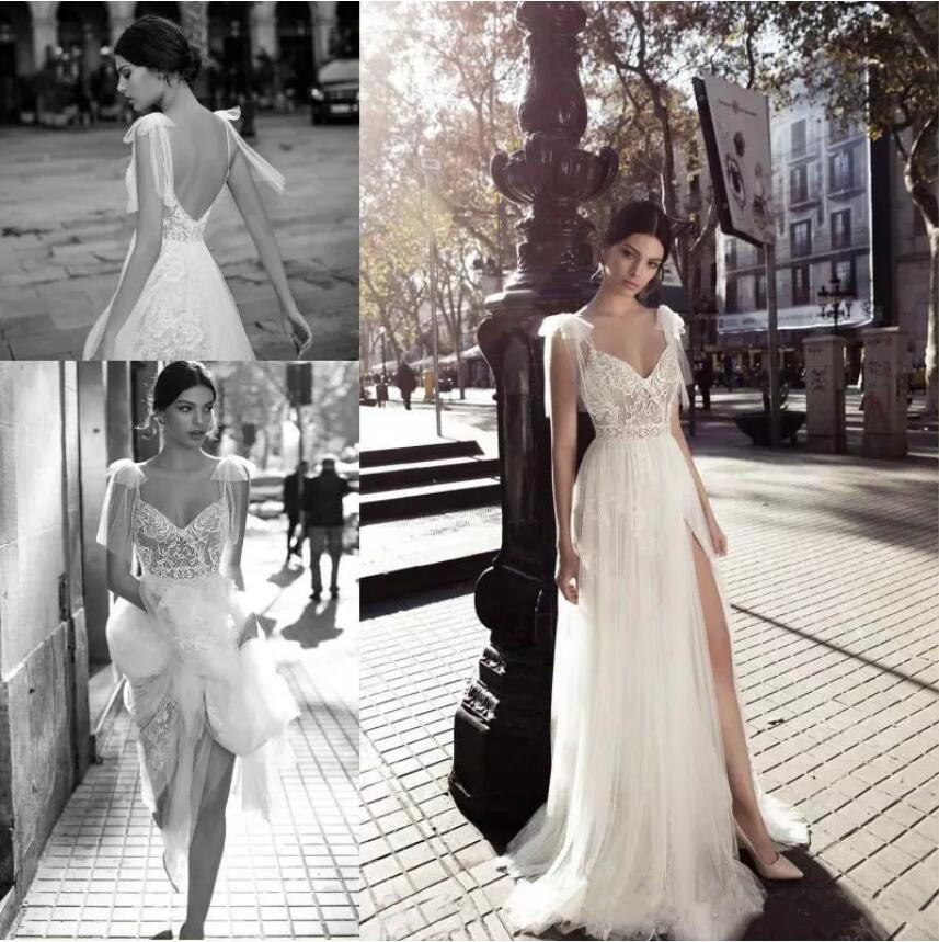 Berta Bohemian Wedding Dresses Lace Side Split Sleeveless Tulle Bodice Spaghetti Bridal Gowns robe de mariée Sexy Backless Wedding Dress, White
Berta Bohemian Wedding Dresses Lace Side Split Sleeveless Tulle Bodice Spaghetti Bridal Gowns robe de mariée Sexy Backless Wedding Dress, White