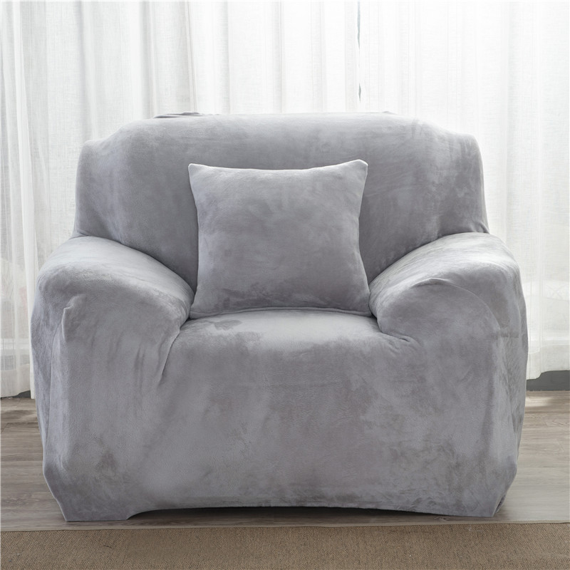 Plush Thicken Elastic Sofa Universal Sectional Slipcover 1/2/3/4 Seater Stretch Couch Cover for Living Room Solid Color - 2024