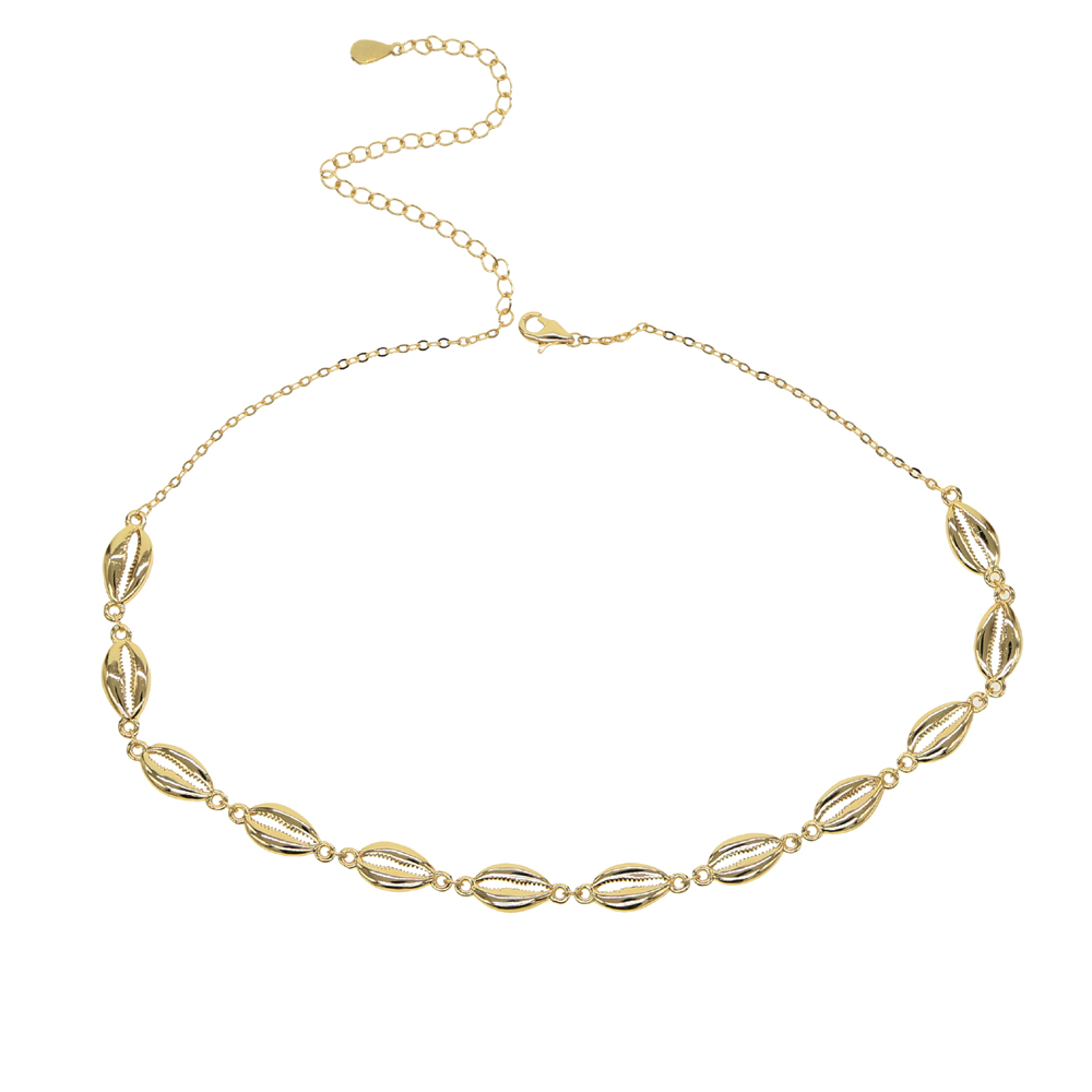Summer New Women Fashion Choker necklace Chain Gold Color High polished Sea Shell Charm Bead Necklaces jewelry