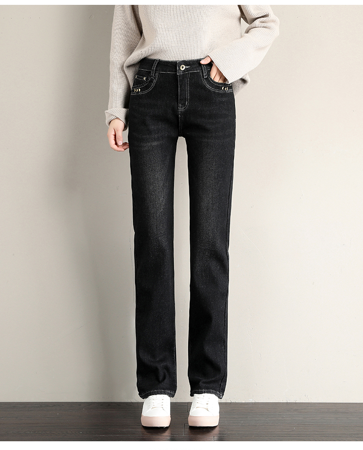 Black New Season Of Tall Waist Straight Leg Show Thin Buttock Loose Wool Warm Thickening Outside Women Wear Jeans
Black New Season Of Tall Waist Straight Leg Show Thin Buttock Loose Wool Warm Thickening Outside Women Wear Jeans