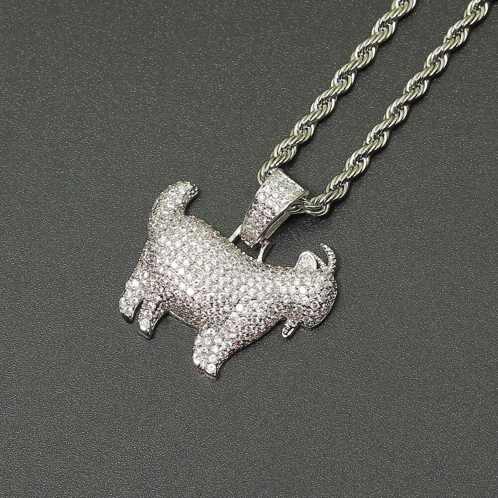hip hop goat diamonds pendant necklaces for men women luxury sheep necklace real gold plated Cuban chains The Chinese Zodiac syste