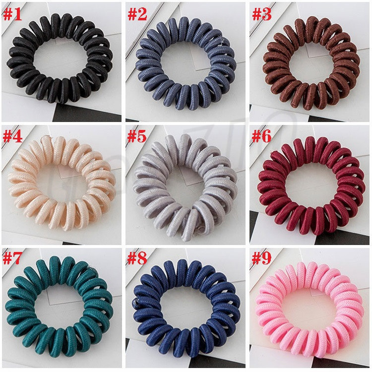 Fashion girl tie hair thin hair rope Ponytail Elastic Phone Cord Line Hair circle Fabric Telephone Wire head Band T9I00266