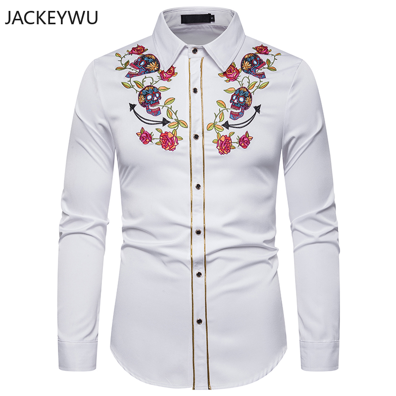 Brand Men Shirt High Grade Skull Embroidery Dress Shirt Slim Fit Casual Long Sleeve Formal EU Size Camisa Masculina, 0 navy shirt
Brand Men Shirt High Grade Skull Embroidery Dress Shirt Slim Fit Casual Long Sleeve Formal EU Size Camisa Masculina, 0 navy shirt